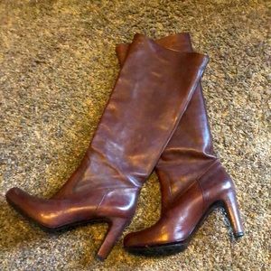 Roberto Del Carlo brown knee high heel boots